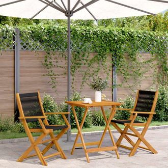 Berkfield Home 3 Piece Bistro Set Black Polypropylene & Solid Wood