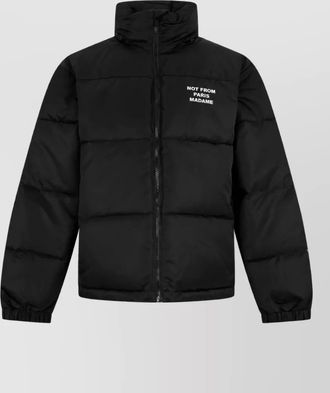Dr&ocirc;le de Monsieur padded high-collar logo-patch coat