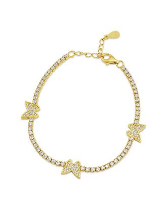 Savvy Cie Jewels Silver Cz Station Bracelet