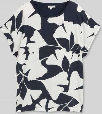 Tom Tailor Relaxed Fit T-Shirt mit Front Print in Marine, Gr&ouml;&szlig;e XXXL