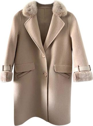 Max Mara Wool & Cashmere Coat with Mink Fur Trim Size 36