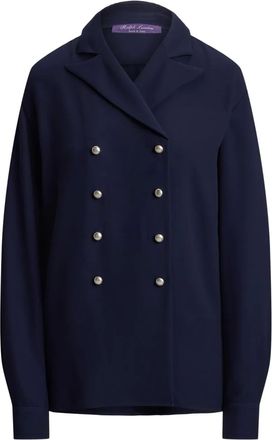 Ralph Lauren Collection Terrel blouse met dubbele rij knopen en puntige revers - Blauw