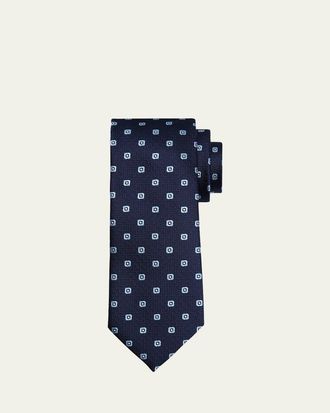 Ermenegildo Zegna Mens Geometric Jacquard Silk Tie