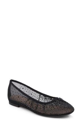 Badgley Mischka Nuala Embellished Flat in Black at Nordstrom, Size 5.5