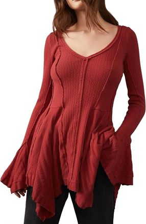 Free People Primrose Thermal Top In Faded Rust