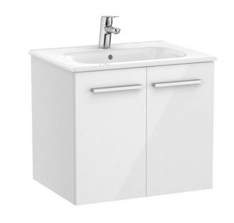 Roca Roca - Pack Unik Mueble Base Con Puertas + Lavabo Victoria Color: Blanco Brillo