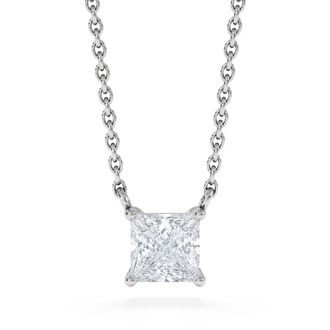 The Diamond Store Wanderlust Floating Princess Cut Lab Diamond Solitaire Necklace 0.50ct H/SI in 9K White Gold