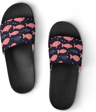 Generic Cute Fish Pattern Shower Shoes Slipper for Women Men Beach Slippers Quick Drying Non Slip Open-Toe Sandals