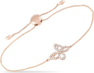 Luxury Bazaar 14K Rose Gold 0.30 ct Diamond Butterfly Bracelet