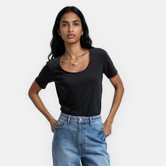 La Redoute Collections T-shirt met ronde hals en korte mouwen