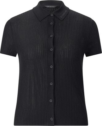 Balenciaga Short Sleeve Cardigan - Dames - Polos - Zwart - L - Katoen - Tops