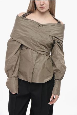 Patou Cold-Shoulder Organza Blouse With Criss-Cross Design size 40