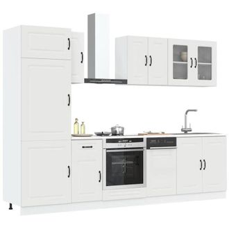 vidaXL Vidaxl - Mueble De Cocina Kalmar Blanco 8 Piezas Madera Contrachapada