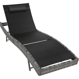 TecTake Sun Lounger Moana in Grey | Size: 1 Seater