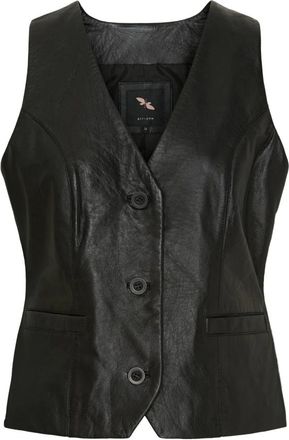 BTF-CPH Chaleco Cl&aacute;sico de Piel con Cuello en V - Jackets - Mujer - Negro - XS