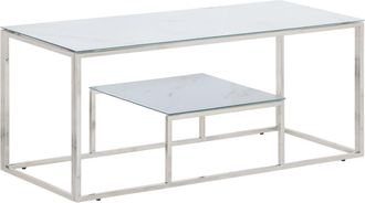 vidaXL Mesa De Centro Plateada Acero Inoxidable Y Vidrio Templado Vidaxl