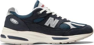 New Balance Unisex Made in UK 991v2 in Blu/Grigio, Pelle Scamosciata/Rete, Taglia 37.5