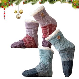 Generic Knitted Ultra-Thick Slipper Home Socks, Fluffy Warm Slipper Socks for Women (MIX)