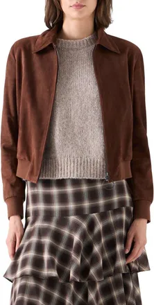 Akris Suede Bomber Jacket in Caramel at Nordstrom, Size 12