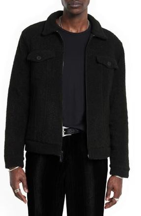 John Varvatos Cynder Boucl&eacute; Trucker Jacket in Black at Nordstrom Rack, Size Large