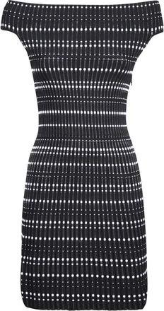 Alexander McQueen Zwarte polka dot off-shoulder jurk - Dames - Korte kleedjes - Zwart - S - Polyester - Kleedjes