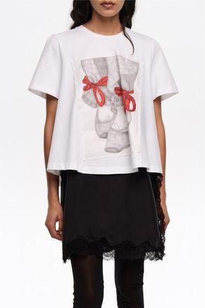 Bimba & Lola Ballerinas Logo A-Line T-Shirt in White at Nordstrom, Size X-Small Eu