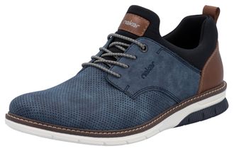 Rieker Slip-On Sneaker RIEKER, Herren, Gr. 40, blau (blau, braun), Lederimitat, Textil, kontrastfarbene Details, Schuhe Slip-On Sneaker, Schlupfschuh, Halbsc