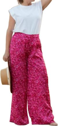 Sugarlips Zoya Floral Satin Pants In Magenta Multi