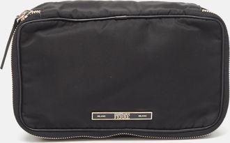 Gianfranco Ferre Black Canvas Zip Around Clutch