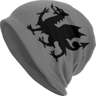 501 Women Men Warm Beanie Welsh Dragon Flag Slouch Beanie Stretchable Watch Hat Fashion Beanie Hat for Sports Running Outdoor