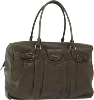 Ferragamo Pre-owned Handbags, female, Green, Size: ONE SIZE Pre-owned Gancini Buckle Shoulder Bag