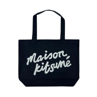 Maison Kitsun&eacute; Tote Bags, female, Black, Size: ONE SIZE Handwriting Tote