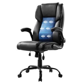 OEM Silla De Oficina Con Respaldo Alto Reposabrazos Abatibles Soporte Lumbar Silla De Escritorio Con Inclinaci&oacute;n Altura Ajustable Silla Giratoria De Cuero