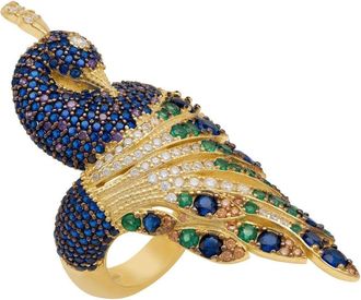 Latelita London Peacock Cocktail Ring Gold