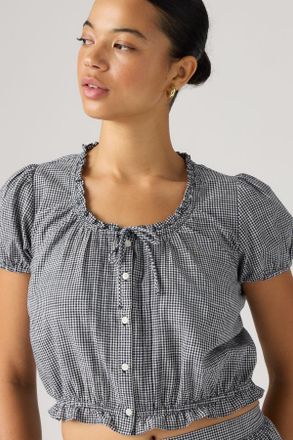 Levi's Chiara Short-Sleeve Blouse - Donna - XS - Blu / Ceicil Even Micro Check Peacoat Cotton Blend