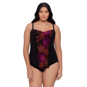 Trimshaper Hank Handkerchief Tankini Swimsuit Top in Dappled Jungle at Nordstrom, Size 18