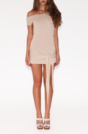 Tiger Mist Sotera Off the Shoulder Knit Minidress in Gold at Nordstrom, Size Xx-Small