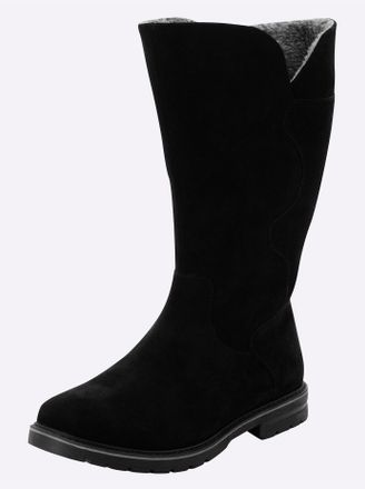 Sheego Weitschaftstiefel SHEEGO, Damen, Gr. 37, XXL-Schaft, schwarz, Veloursleder, Schuhe Weitschaftstiefel