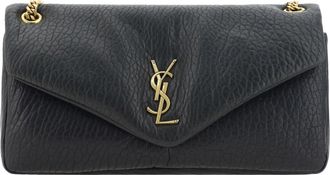 Saint Laurent Womens Calypso Lambskin Shoulder Bag Black Lamb Ovis Aries