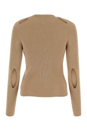 Fendi Womens Biscuit Cotton Blend Cardigan Buff Maglieria