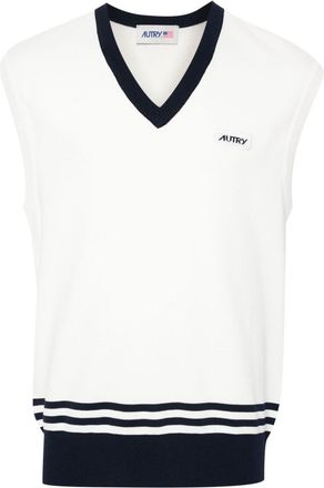 Autry embroidered-logo knitted vest - unisex - Nylon/Viscose - M - White