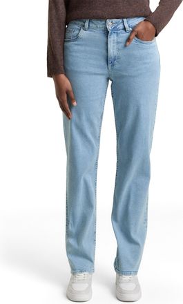 Tom Tailor Denim Straight-Jeans TOM TAILOR DENIM ELLA, Damen, Gr. 27, L&auml;nge 34, light stone blau denim, Denim/Jeans, Obermaterial: 99% Baumwolle, 1% Elasthan, unifarbe