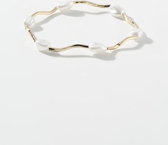 Simons Womens Wavy rod and pearl bracelet