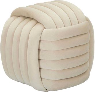 Mauro Ferretti Puf trenzado de terciopelo crema cm 45x45x45