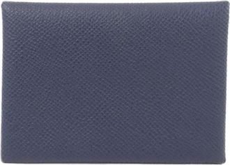 Herm&egrave;s Blue Epsom Leather Coin Purse/Coin Case (Pre-Owned)