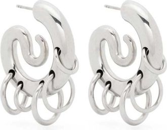 Panconesi Serpent Hoop Oorbellen met Bungelende Ringen - Dames - Oorbellen - Grijs - ONE Size - Accessoires