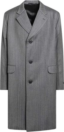 Prada Grijze Jas Monopetto - Heren - Mantel - Grijs - L - Jassen