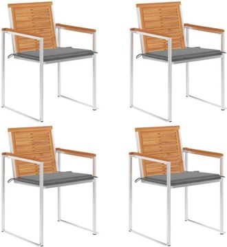 vidaXL Vidaxl - Sillas De Jard&iacute;n Y Cojines 4 Unidades Madera Maciza De Acacia