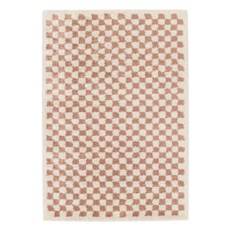 Sweeek Alfombra interior shaggy damero viejo rosa y crema
