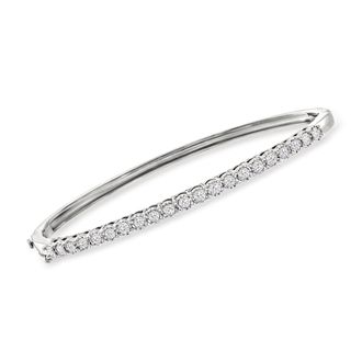 Ross-Simons Diamond Oval Bangle Bracelet in Sterling Silver